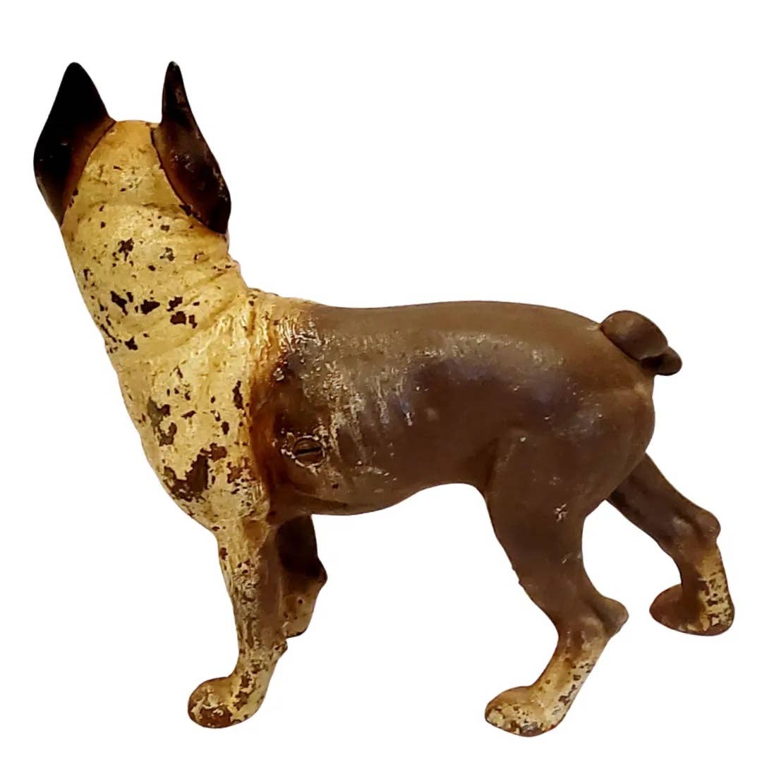 1940s Hubley Cast Iron Right Looking Boston Terrier Dog Doorstop
