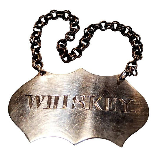1960s Silverplate Whiskey Decanter Tag