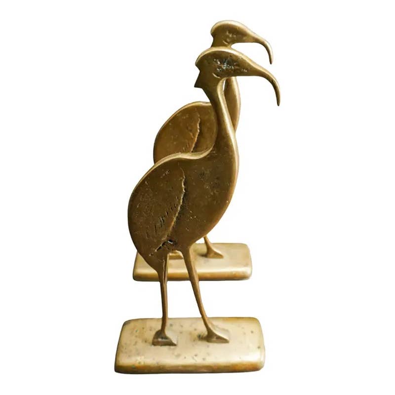 Hand Wrought Egyptian Ibis Statuettes - a Pair