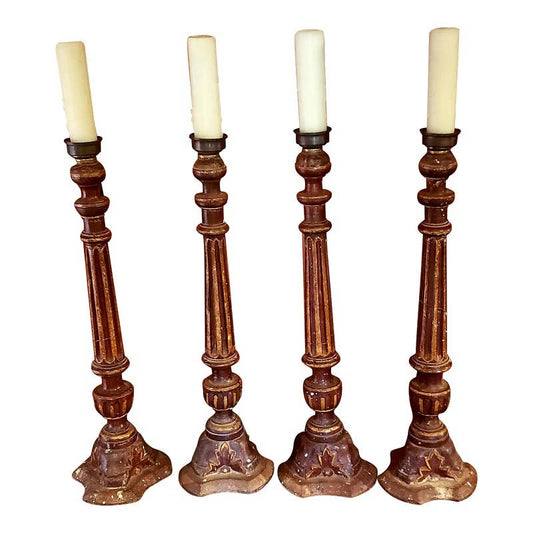 18th Century Tuscan Candlestick Lamps - Set of 4