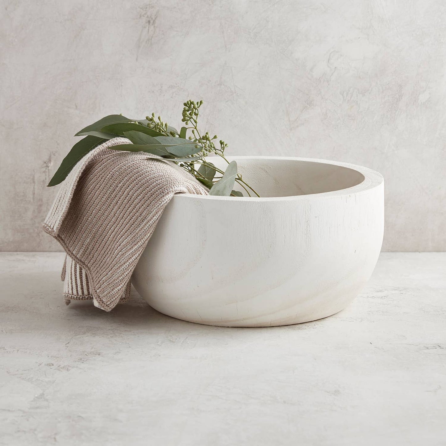 Paulownia Wood Serving Bowl - White