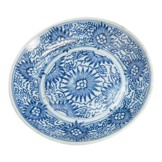Antique 1815 Chinese Qing Blue & White Porcelain Dish