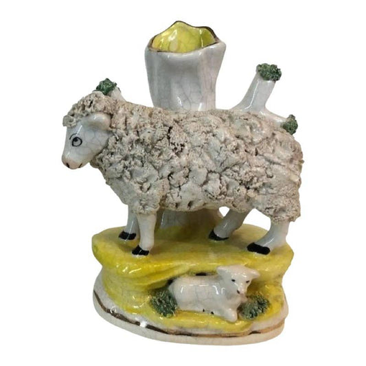 1930s Staffordshire Sheep Spill Vase Lamb, England