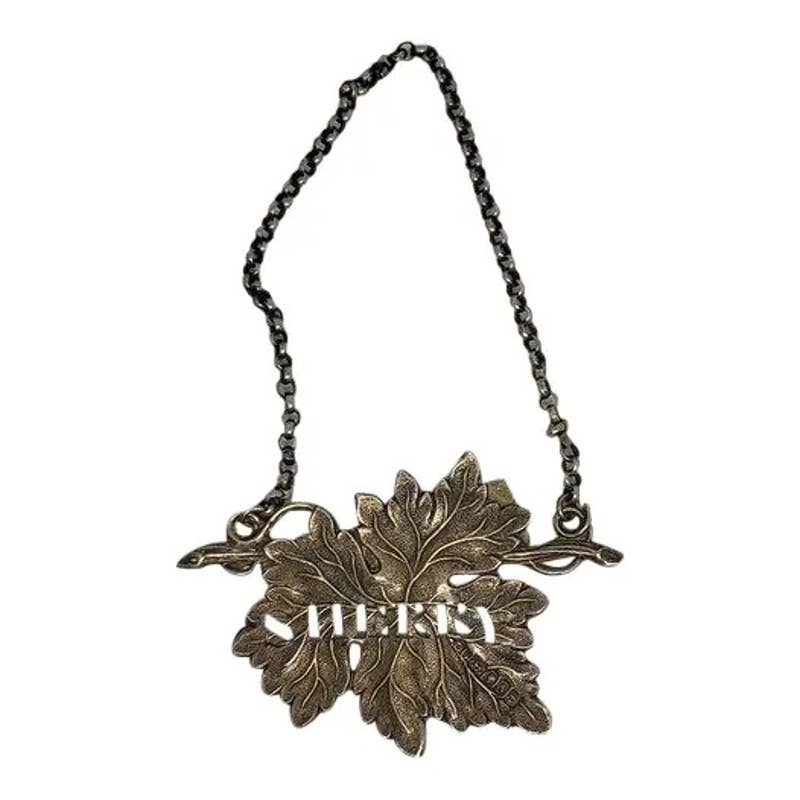 1849 Sterling Decanter Tag for Sherry by George Unite