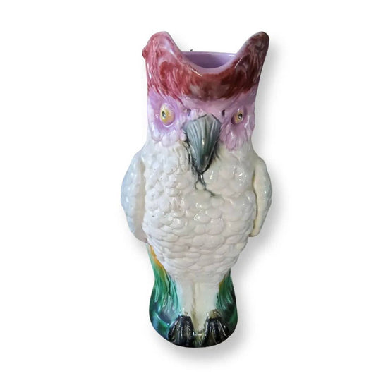 19th Century Majolica Cockatoo Pitcher
