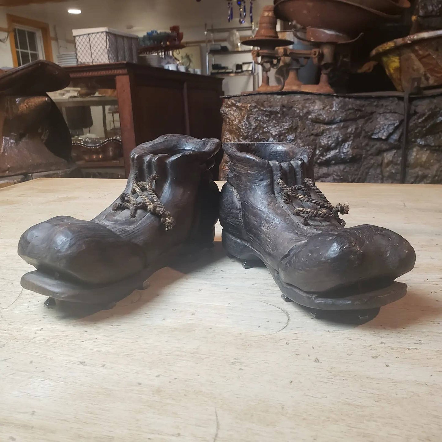 1950s Hand-Carved Wooden Fifties Soccer / Football Shoes- a Pair