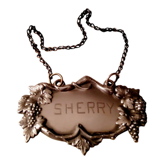 20th Century Silverplated Decanter Tag for Sherry