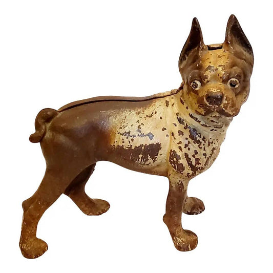 1940s Hubley Cast Iron Right Looking Boston Terrier Dog Doorstop