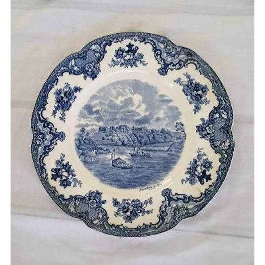 1940s Johnson Bros. "Old Britain Castles" Scalloped Blue & White Transfer Ware Plates- Set of 6