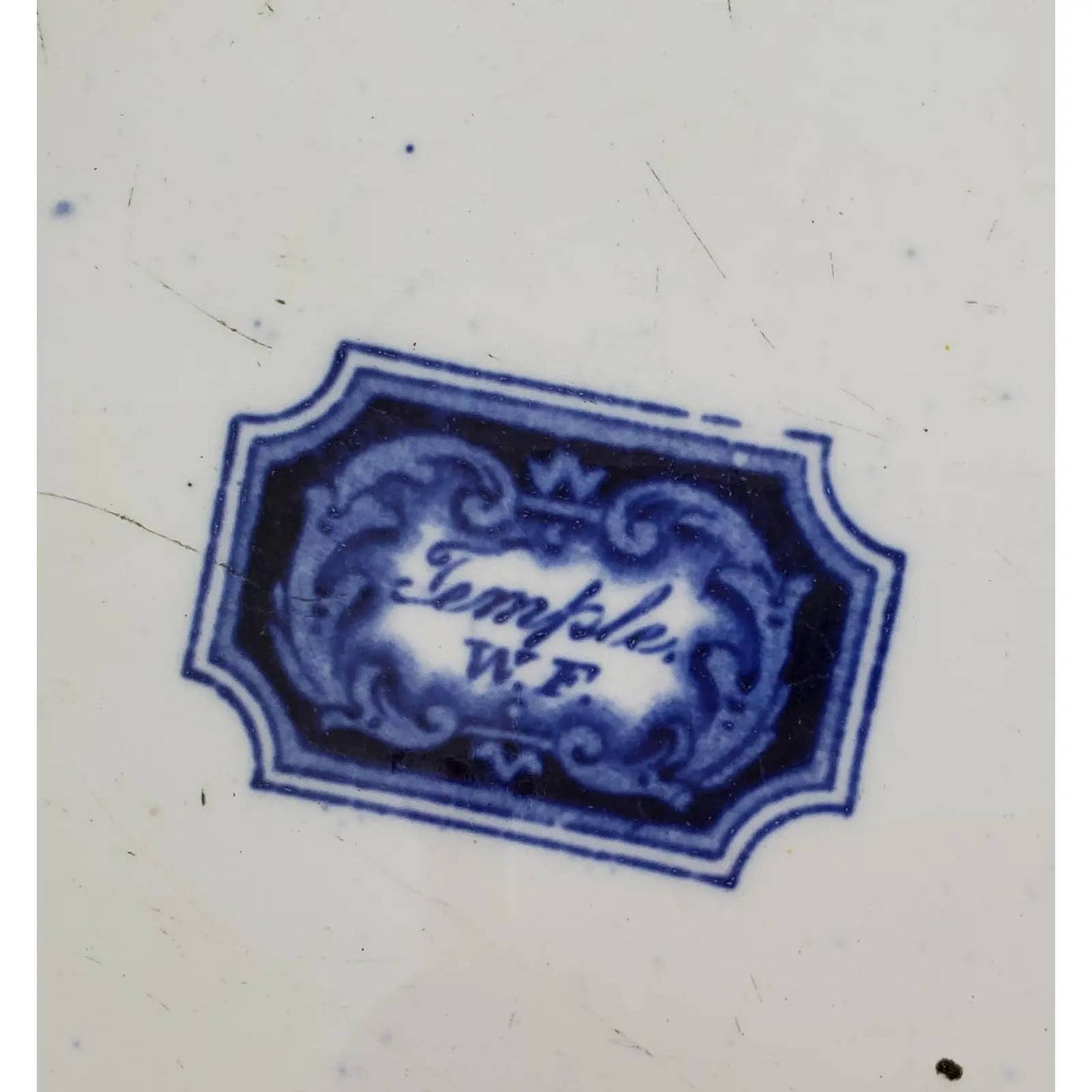 Large Antique Flow Blue Temple Pattern Platter