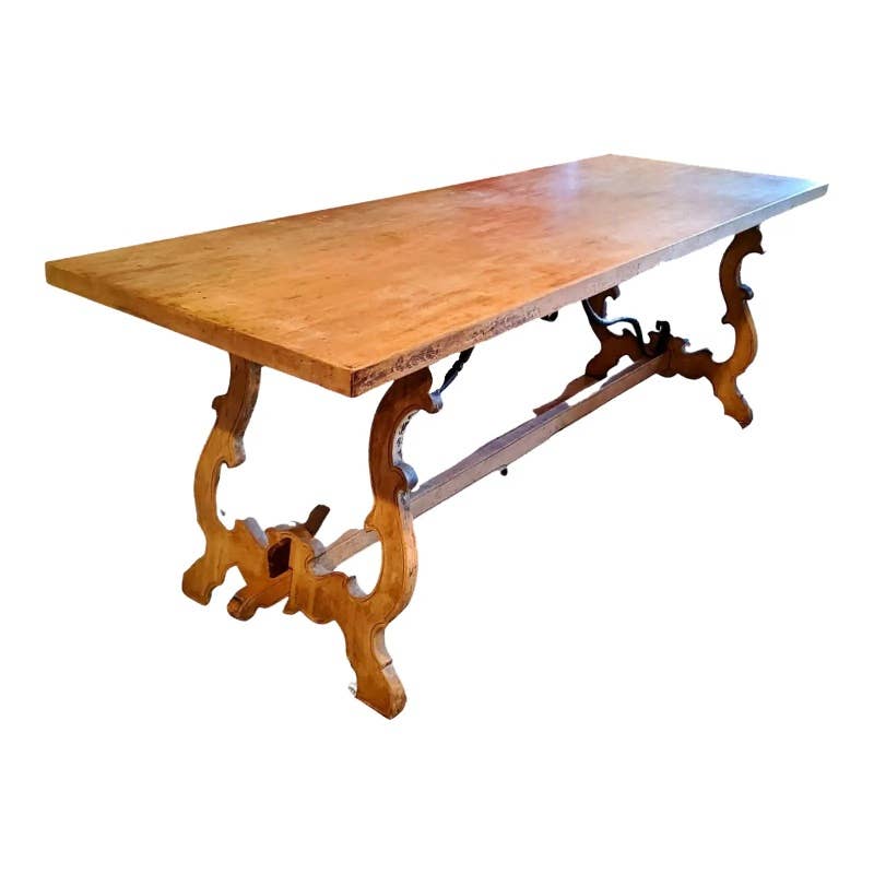 1940s Italian Rustic Lyre Base Table