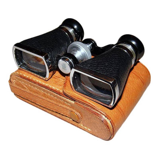 Vintage 1940s Ofuna Opera Glass/Tailgate Basket Binoculars With Leather Case