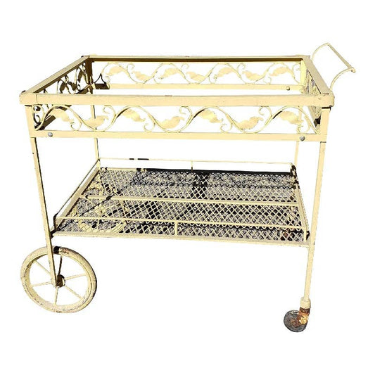 Vintage Molla Iron & Glass Outdoor Bar Cart
