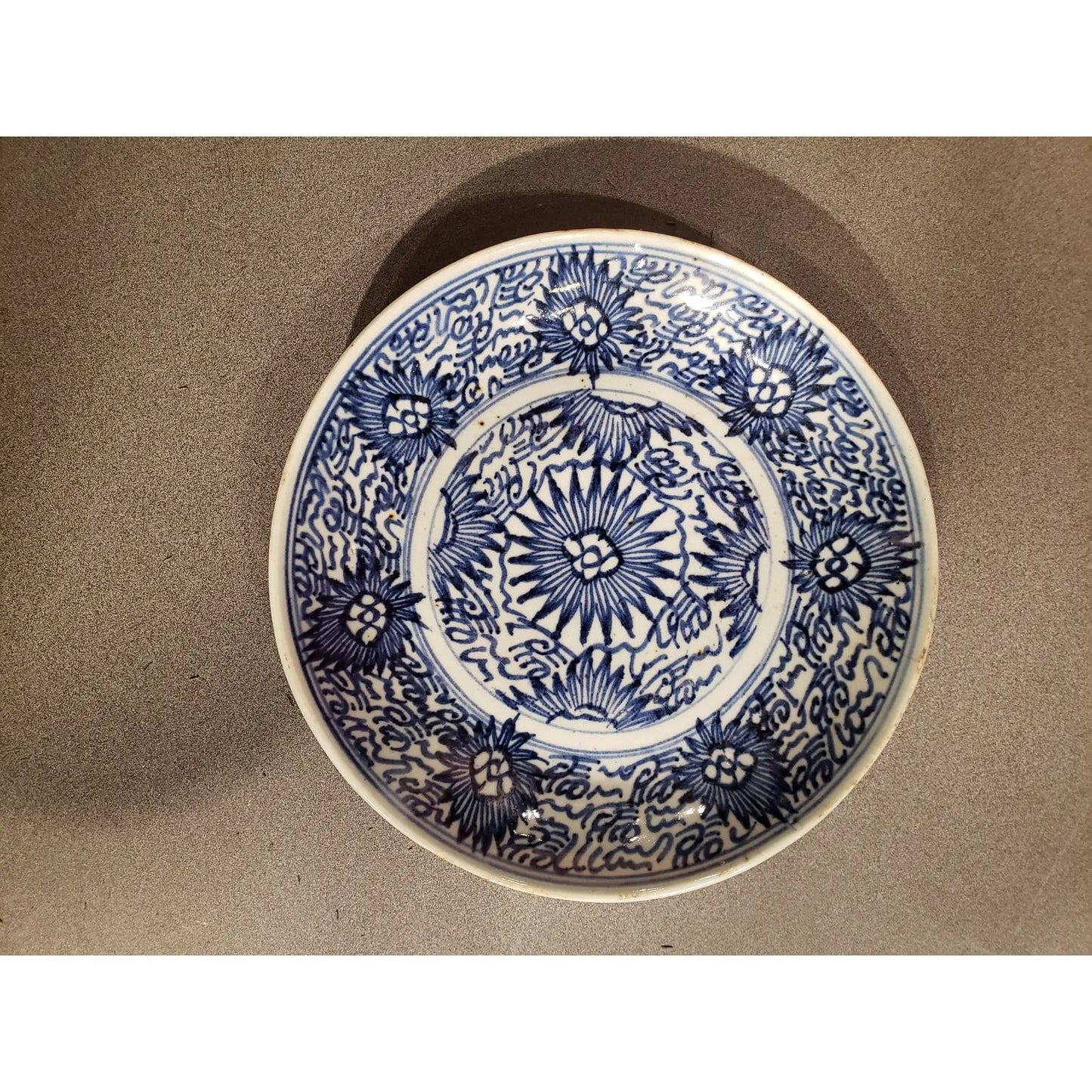 Antique 1815 Chinese Qing Blue & White Porcelain Dish