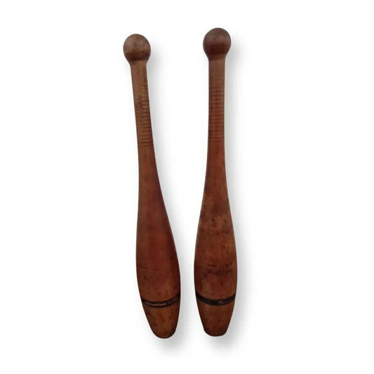 Pair of Vintage Wooden Juggling Pins From Narragansett Machine Co. Providence r.i
